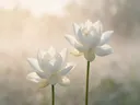 Fotografie van heilige lotus in de ochtendmist, wit