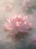 Fotografie van heilige lotus in de ochtendmist, zachtroze