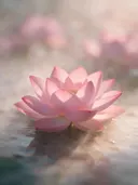 Fotografie van heilige lotus in de ochtendmist, zachtroze