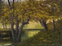 Herbstliche Landschaft (ca. 1918) van Walter Stoitzner: landschap