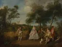 Herderlijke dans van Nicolas Lancret: figuren