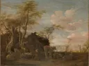 Landschapsschilderij 'Herdershut' naar Paulus Potter