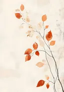 Minimalistisch schilderij van een herfsttak