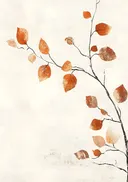 Schilderij van een herfsttak met bladeren