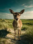 Hert in het veld, de duinen, de volle zomer