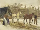 Landschapsschilderij 'Het Rokin te Amsterdam' naar George Hendrik Breitner