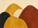Heuvelbogen in de stijl Retro Shapes, in diep roest, mosterdgeel en romige crème, met een diepzwart accent