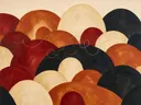 Heuvelbogen in de stijl Retro Shapes, in diep rood, roestoranje en romige crème, met diepzwart