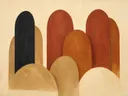 Heuvelbogen in de stijl Retro Shapes, in terracotta, roestoranje en romige crème, met een diepzwart accent