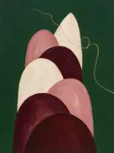 Heuvelbogen in de stijl Retro Shapes, in diep bordeaux, ossenbloed en verstoft roze, met warm beenderwit