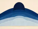 Heuvelbogen in de stijl Retro Shapes, in middernachtindigo, kobalt en bleek ijsblauw, met een dunne gouden lijn