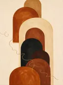 Hoge bogen in de stijl Retro Shapes, in terracotta, roestoranje en romige crème, met een diepzwart accent
