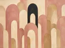 Hoge bogen in de stijl Retro Shapes, in verstoft roze en romige crème, met een diepzwart accent