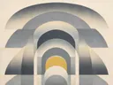 Hoge bogen in de stijl Retro Shapes, in grafiet, zilvergrijs en bleek been, met een mosterdgeel accent