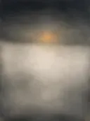 Nevel schilderij, hoge horizon in Houtskool