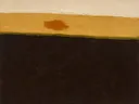 Paletmes abstract schilderij, hoge horizon in karamel