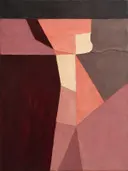 Paletmes abstract schilderij, hoge horizon in oud roze