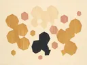 Honingraat in de stijl Geometric Earth, in warm oker, zachte crème en verstoft roze, met een diepzwart accent