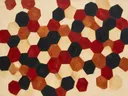 Honingraat in de stijl Geometric Earth, in diep rood, roestoranje en romige crème, met diepzwart