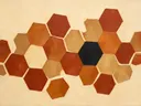 Honingraat in de stijl Geometric Earth, in terracotta, roestoranje en romige crème, met een diepzwart accent