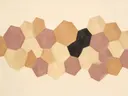 Honingraat in de stijl Geometric Earth, in verstoft roze en romige crème, met een diepzwart accent
