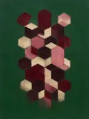Honingraat in de stijl Geometric Earth, in diep bordeaux, ossenbloed en verstoft roze, met warm beenderwit