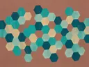 Honingraat in de stijl Geometric Earth, in diep zeeblauw, turkoois en bleek aqua, met warm zand