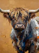Schilderij: hooglander met de kracht van inkt