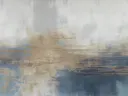 Abstract schilderij met horizon in goud en marineblauw