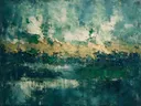 Kleurvelden schilderij, horizon in diepgroen