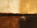 Kleurvelden schilderij, horizon in kaneel en karamel