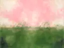 Kleurvelden schilderij, horizon in kersenbloesem
