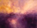Horizon in paars en goud, kleurvelden schilderij, horizon