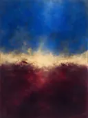 Horizon in royal blauw, kleurvelden schilderij, horizon