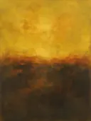 Horizon in saffraan en roest, kleurvelden schilderij, horizon