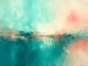 Kleurvelden schilderij, horizon in turkoois en zand