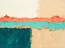 Kwastslag schilderij, horizon in Turkoois en Zand