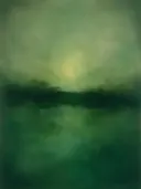 Nevel schilderij, horizon in Kas Vol Groen