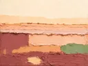 Paletmes abstract schilderij, horizon in perzik en abrikoos