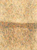Horizon Spetter in zacht koraal, abstract schilderij