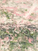 Action painting schilderij, horizon (sweep) in kersenbloesem
