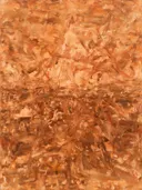 Action painting schilderij, horizon (sweep) in terracotta