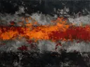 Meswerk schilderij, horizontale lagen in Vulkanisch