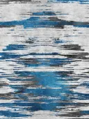 Expressionistisch schilderij met horizontale streken in blauw en grijs