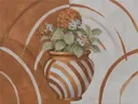 Hortensia in diep kaneel en duifgrijs, schilderij van hortensia