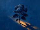 Hortensia in inktblauw, schilderij van hortensia op de helling