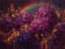Hortensia in violet, schilderij van hortensia van dichtbij