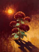 Hortensia in wijnmint, schilderij van hortensia van dichtbij