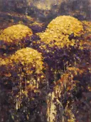 Hortensia op de helling in zwavelviolet, schilderij van hortensia