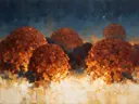 Hortensia tegen de lucht in roest, schilderij van hortensia tegen de lucht